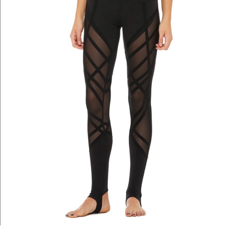 Alo Yoga High Waist Wrapped Stirrup Leggings Black Size Small EUC